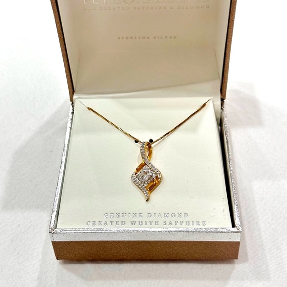 Pure Radiance Lab-Created White Sapphire & Diamond Accent Pendant Necklace - Picture 3 of 4